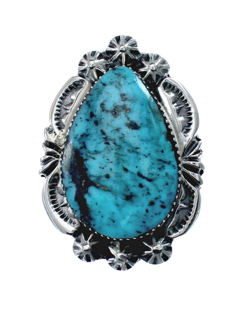 Native American Turquoise Sterling Silver Navajo Ring Size 6 AX128696
